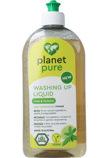 Planet Pure Afwasmiddel lime & verbena (500 Milliliter)