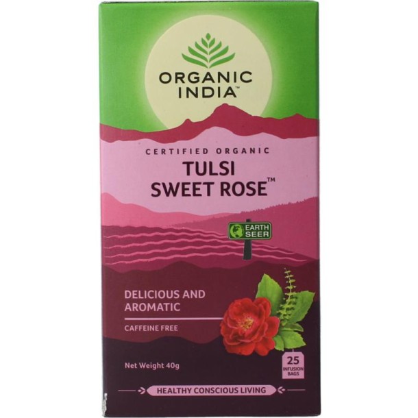 Organic India Tulsi sweet rose thee bio (25 Stuks)