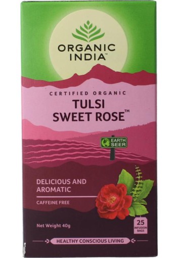 Organic India Tulsi sweet rose thee bio (25 Stuks)