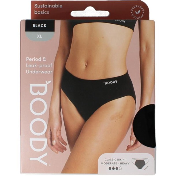 Boody Menstruatieondergoed bikinislip zwart normaal XL (1 Stuks)
