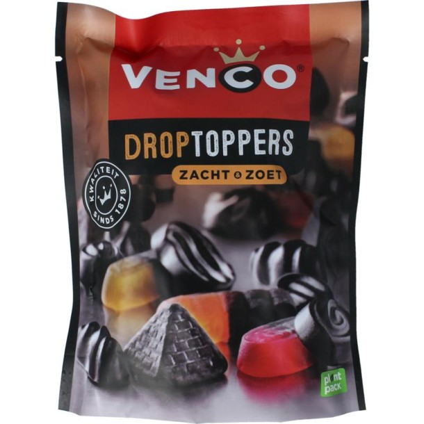 Venco Droptoppers zacht zoet (225 Gram)