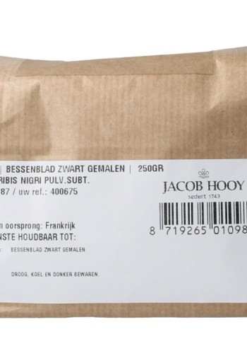 Jacob Hooy Bessenblad zwart gemalen (250 Gram)