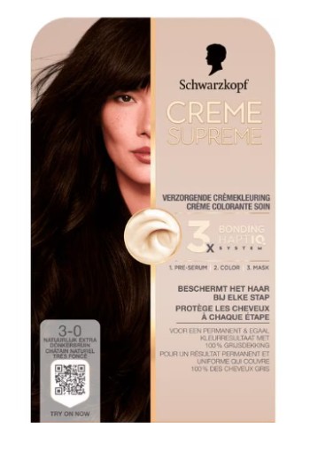 Schwarzkopf Creme Supreme Haarkleuring 3-0 Natuurlijk Zeer Donkerbruin