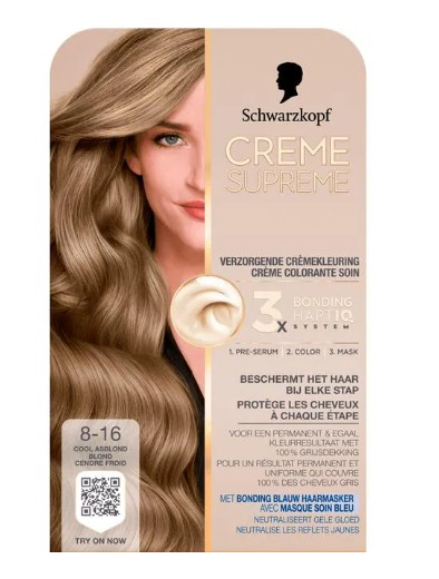 Schwarzkopf Creme Supreme Haarkleuring 8-16 Cool Asblond