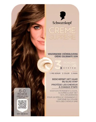 Schwarzkopf Creme Supreme Haarkleuring 6-0 Natuurlijk Lichtbruin