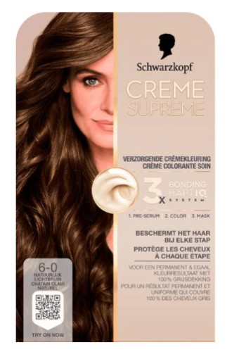 Schwarzkopf Creme Supreme Haarkleuring 6-0 Natuurlijk Lichtbruin