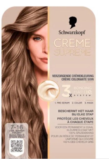Schwarzkopf Creme Supreme Haarkleuring 7-16 Cool As Donkerblond
