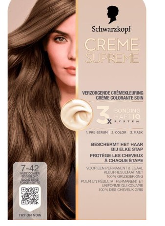 Schwarzkopf Creme Supreme Haarkleuring 7-42 Nude Beige Donkerblond