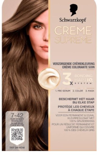 Schwarzkopf Creme Supreme Haarkleuring 7-42 Nude Beige Donkerblond
