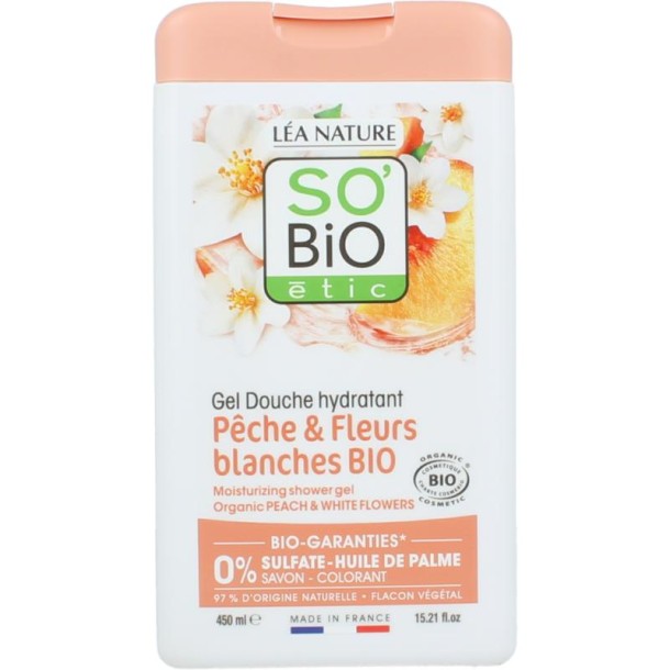 So Bio Etic Showergel peach & white flowers bio (450 Milliliter)