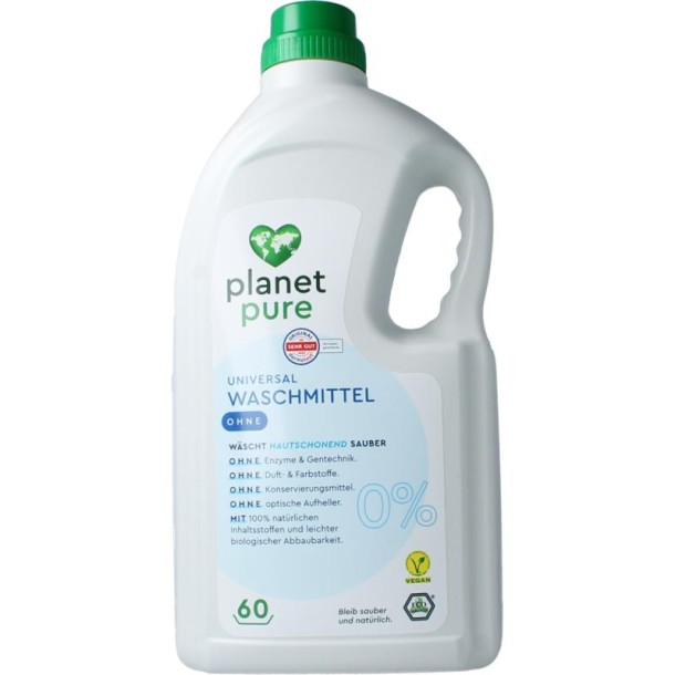 Planet Pure Wasmiddel vloeibaar universeel 0% zero (3 Liter)