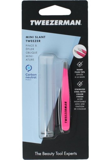 Tweezerman Mini slant tweezer neon pink (1 Stuks)