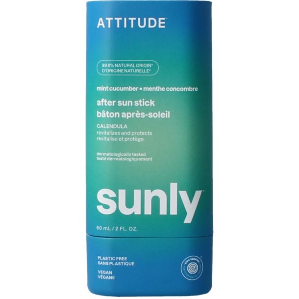 Attitude Sunly after sun stick mint & cucumber SPF30 (60 Gram)