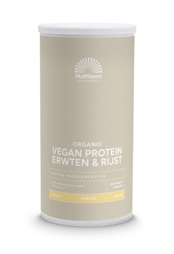 Mattisson Vegan protein erwten & rijst vanille bio (500 Gram)