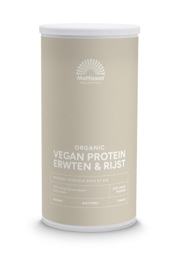 Mattisson Vegan protein erwten & rijst naturel bio (500 Gram)