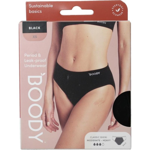 Boody Menstruatieondergoed bikinislip zw norm/hevig XS (1 Stuks)