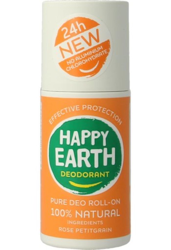 Happy Earth Pure deo roll-on rose petitgrain 75 Milliliter