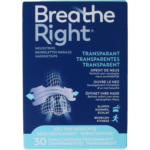 Breathe Right Neusstrips clear (30 Stuks)