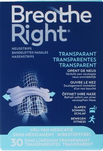 Breathe Right Neusstrips clear (30 Stuks)