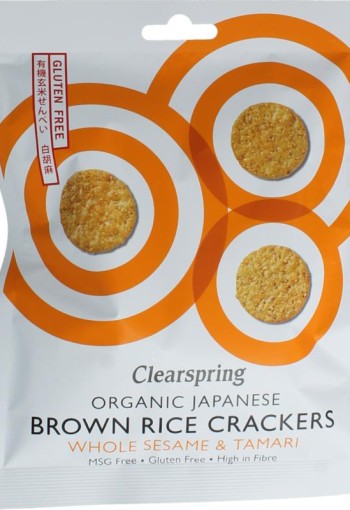 Clearspring Bruine rijstcracker met sesam & tamari bio (40 Gram)