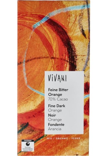 Vivani Chocolade puur sinaasappel 70% bio (80 Gram)