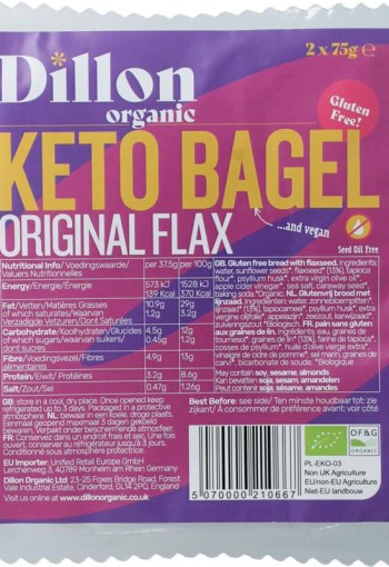 Dillon Organic Bagel lijnzaad glutenvrij bio demeter (150 Gram)