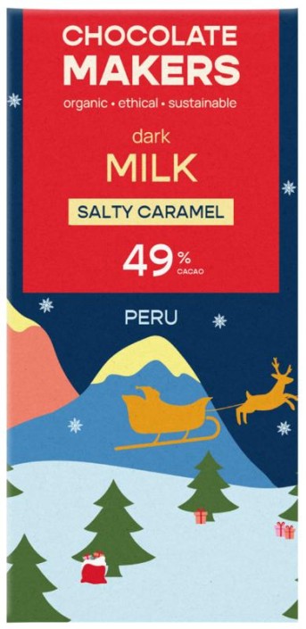 Chocolatemakers Kerstreep salty caramel bio (80 Gram)