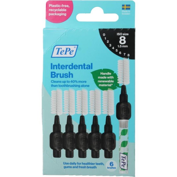 Tepe Interdentale ragers original zwart 1,5mm maat 8 (6 Stuks)