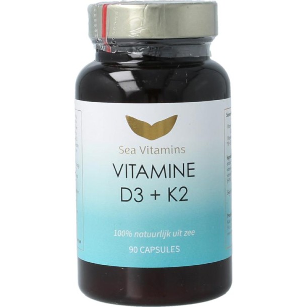 Sea Vitamins Vitamine D3 K2 uit zee (90 Vegetarische capsules)