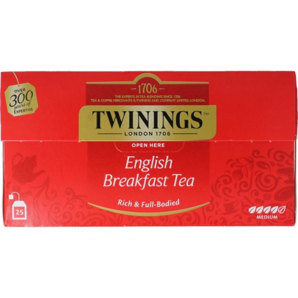 Twinings English breakfast thee envelop zwart (25 Zakjes)
