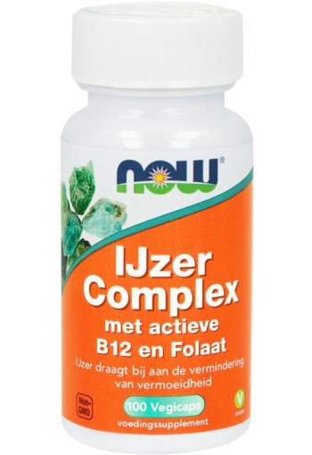 NOW IJzer Complex met actieve B12 en folaat (100 Vegetarische capsules)