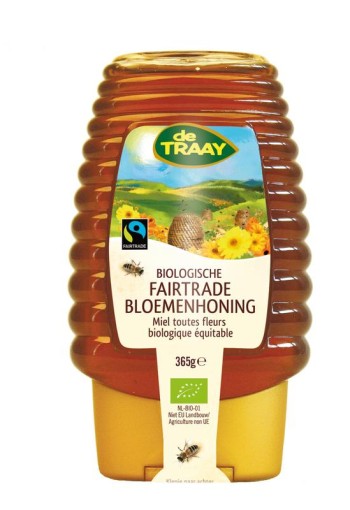 Traay Bloemenhoning knijpfles Fairtrade bio (365 Gram)