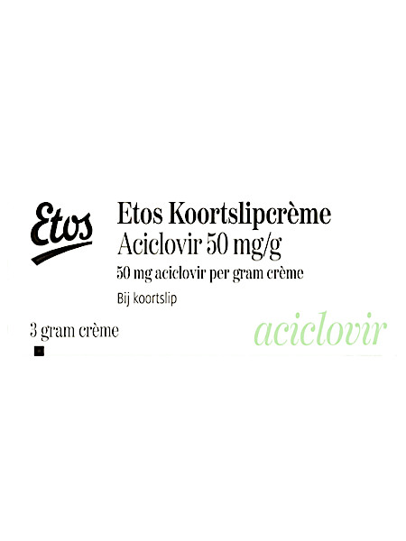 Etos Koortslipcrème Aciclovir 50 mg/g 3 gr.