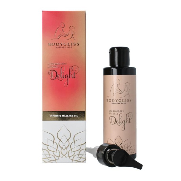 Bodygliss Silky soft massageolie champagne strawberry (150 Milliliter)