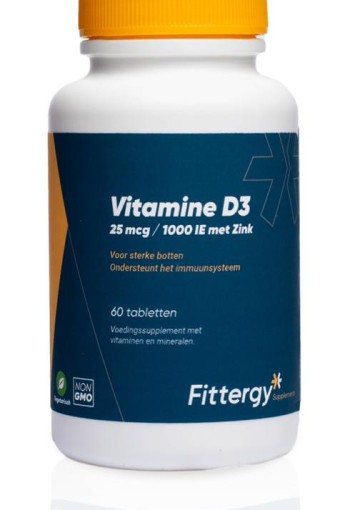 Fittergy Vitamine D3 25mcg met zink (60 Tabletten)