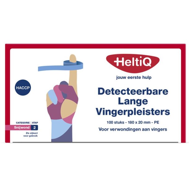 Heltiq Detect vingerpleister lang PE 180 x 20mm (100 Stuks)