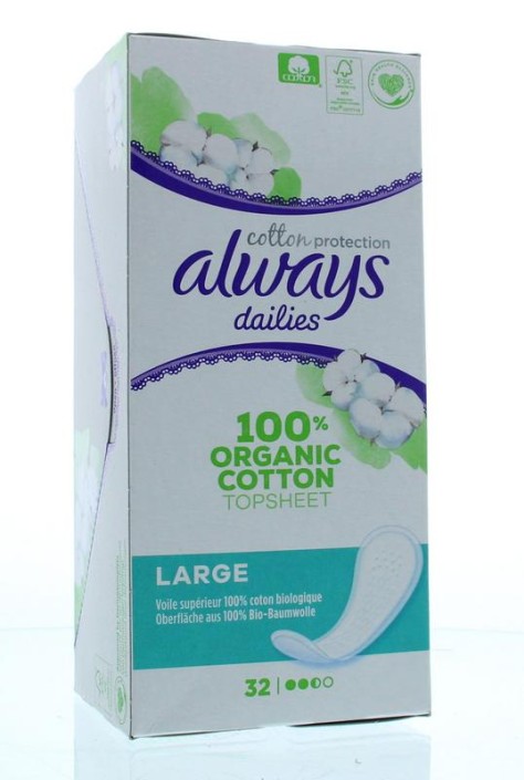 Always Dailies cotton protection inlegkruisjes large (32 Stuks)