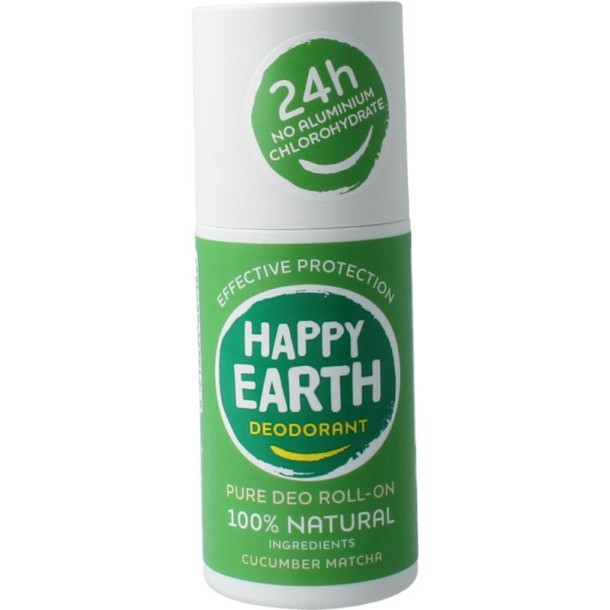 Happy Earth Pure deodorant roll-on cucumber matcha (75 Milliliter)