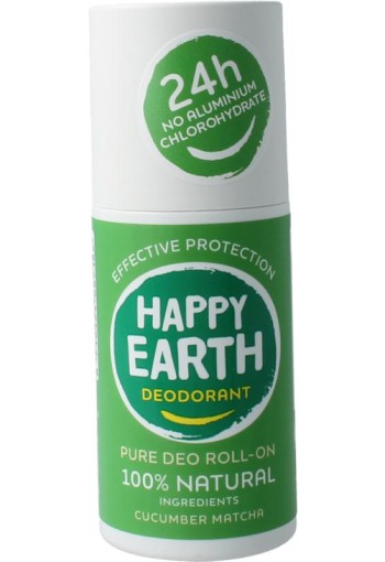 Happy Earth Pure deodorant roll-on cucumber matcha (75 Milliliter)