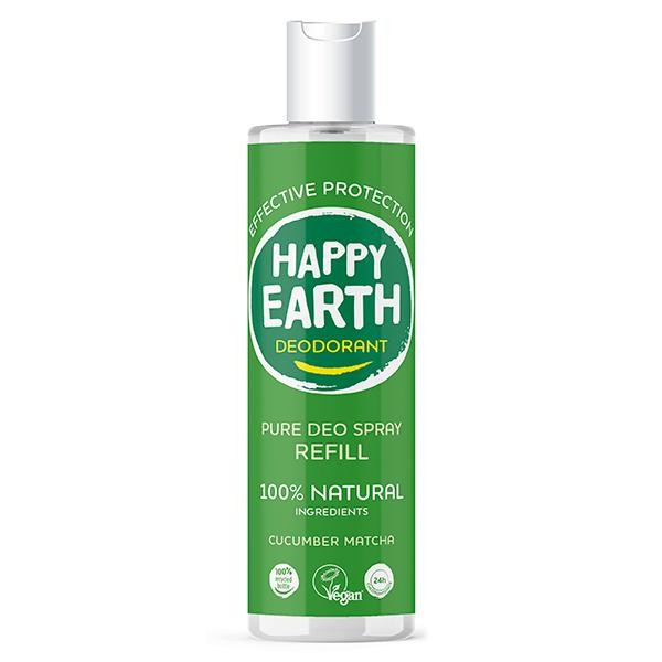 Happy Earth Pure deodorant spray cucumber matcha refill (300 Milliliter)