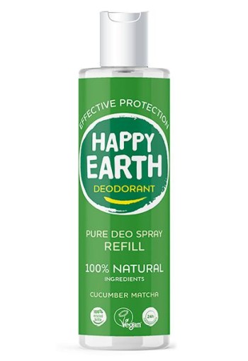 Happy Earth Pure deodorant spray cucumber matcha refill (300 Milliliter)