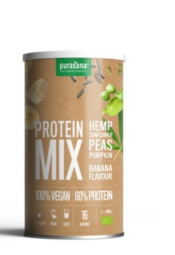 Purasana Protein mix pea sunflower hemp banana vegan bio (400 Gram)