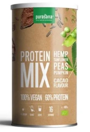 Purasana Protein mix pea sunflower hemp cacao vegan bio (400 Gram)