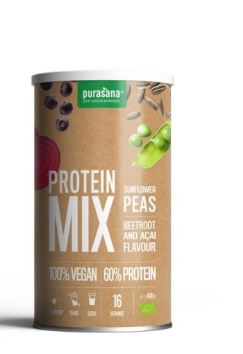 Purasana Protein mix pea sunflower beetroot acai vegan bio (400 Gram)
