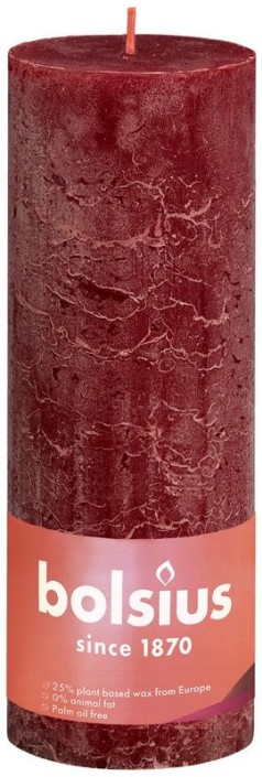 Bolsius Rustiekkaars shine 190/68 velvet red (1 Stuks)