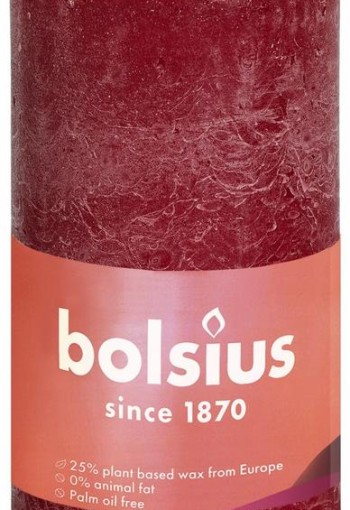 Bolsius Rustiekkaars shine 100/50 velvet red (1 Stuks)