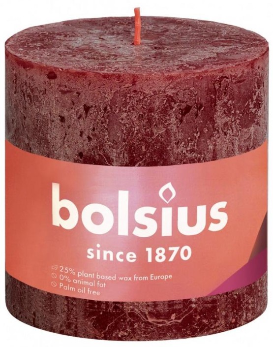 Bolsius Rustiekkaars shine 100/100 velvet red (1 Stuks)