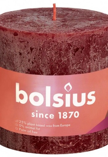 Bolsius Rustiekkaars shine 100/100 velvet red (1 Stuks)