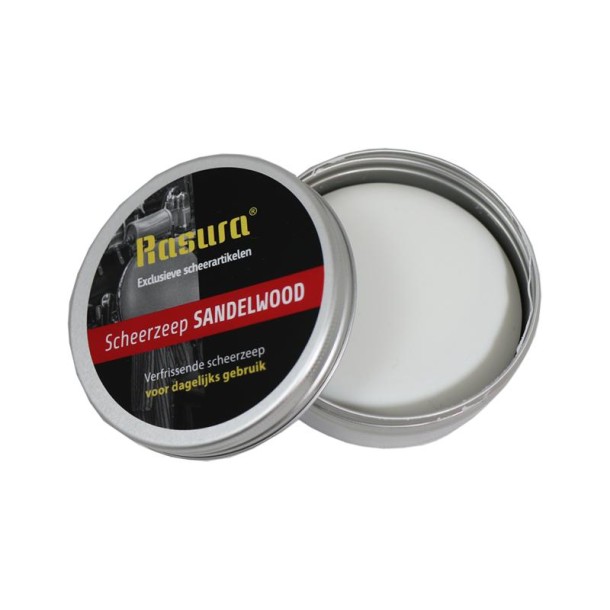 Rasura Scheerzeep sandelwood in blik (1 Stuks)