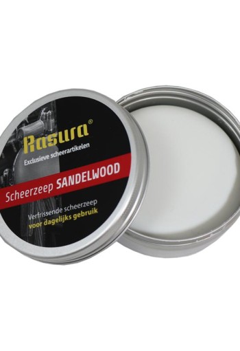 Rasura Scheerzeep sandelwood in blik (1 Stuks)
